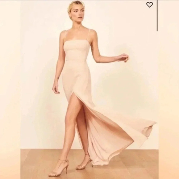 Reformation 0 Ingrid Maxi Dress Bridesmaid Gown Strapless Nude  Blush B902 - Picture 2 of 6
